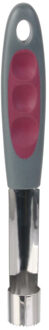 Appelboor - zilverkleurig met grijs/roze - RVS en kunststof - 19 cm