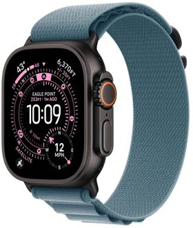 Apple Alpine Loop Band voor de Apple Watch Series 1 - 11 / SE / Ultra (44/45/46/49 mm) - Maat S - Light Blue / Black Titanium Lichtblauw - 49 mm