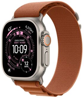 Apple Alpine Loop Band voor de Apple Watch Series 1 - 11 / SE / Ultra (44/45/46/49 mm) - Maat S - Terracotta / Natural Titanium Bruin - 49 mm