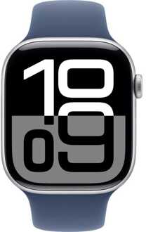 Apple AppleWatch Series 10 GPS 46mm Aluminium Case met Denim Sport Band - S/M Smartwatch Zilver