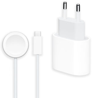 Apple Bundel Apple Watch | USB-C Power Adapter 20 watt + USB-C snellaadkabel voor Apple Watch - 1 meter - Wit - 1m