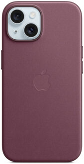 Apple FineWoven Backcover MagSafe voor de Apple iPhone 15 - Mulberry Rood