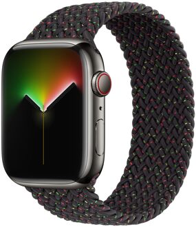 Apple Gevlochten solobandje voor de Apple Watch | 44/45/46/49 mm - Maat 1 - Black Unity Meerkleurig - 49 mm