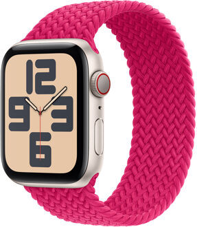 Apple Gevlochten solobandje voor de Apple Watch | 44/45/46/49 mm - Maat 3 - Raspberry Roze - 49 mm