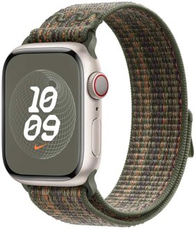 Apple Geweven sportbandje van Nike - Sequoia/oranje (41 mm) Armband