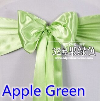 Apple Groen Kleur Satijnen Sjerp Stoel Sash Wedding Decoratie Strikje Stoel Band Party Hotel Tonen Decoratie Sash Glanzende Kleur
