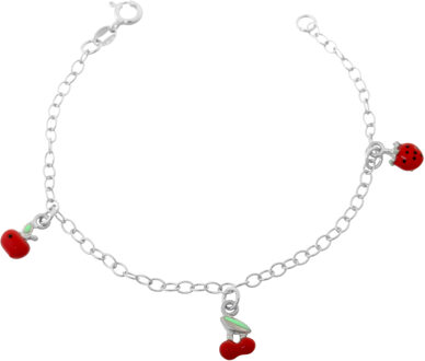 'Apple' Kinder 925 Sterling Zilver Set: Armband + Oorbellen - Zilver SET-7149/2