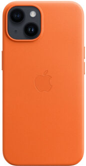 Apple Leather Backcover MagSafe voor de iPhone 14 - Oranje