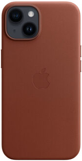 Apple Leather Backcover MagSafe voor de iPhone 14 - Umber Bruin