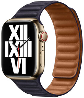 Apple Leather Link bandje voor de Apple Watch | 38/40/41/42 mm - Maat M/L - Ink Blauw - 42 mm