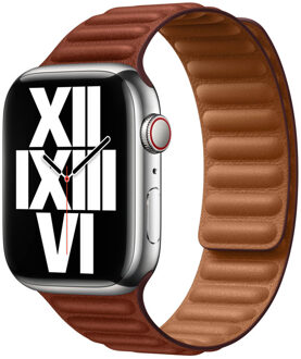 Apple Leather Link bandje voor de Apple Watch | 44/45/46/49 mm - Maat S/M - Umber Bruin - 49 mm