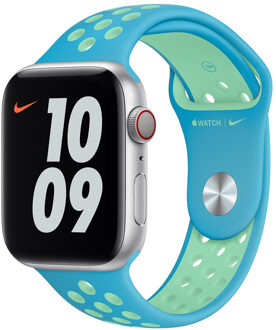 Apple Nike Sport Band Apple Watch 38mm / 40mm / 41mm Chlorine Blue / Green Glow Blauw