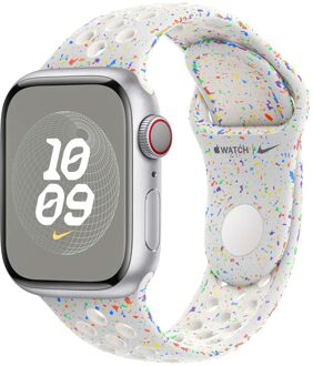 Apple Nike Sport Band voor de Apple Watch Series 1 t/m 9 / SE (38/40/41 mm) | Series 10 / 11 (42 mm) - Maat M/L - Pure Platinum Wit - 41 mm