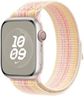 Apple Nike Sport Loop Band voor de Apple Watch Series 1 t/m 11 / SE / Ultra (44/45/46/49 mm) - Starlight & Pink Meerkleurig - 49 mm