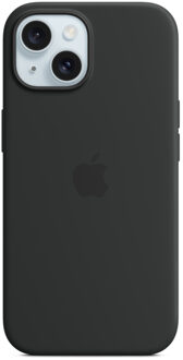 Apple Silicone Backcover MagSafe voor de Apple iPhone 15 - Black Zwart