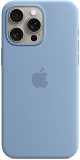 Apple Silicone Backcover MagSafe voor de Apple iPhone 15 Pro Max - Winter Blue Blauw