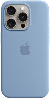 Apple Silicone Backcover MagSafe voor de iPhone 15 Pro - Winter Blue Blauw