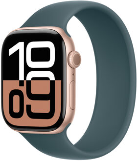 Apple Siliconen solobandje voor de Apple Watch Series 1 - 9 / SE (38/40/41 mm) | Series 10 / 11 (42 mm) - Maat 6 - Lake Green Groen - 41 mm