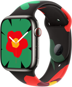 Apple Sport Band voor de Apple Watch | 44/45/46/49 mm - Maat S/M - Unity Bloom Zwart - 49 mm