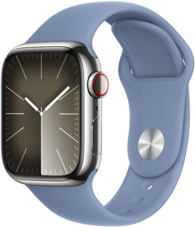 Apple Sport Band voor de Apple Watch Series 1 t/m 9 / SE (38/40/41 mm) | Series 10 / 11 (42 mm) - Maat M/L - Winter Blue Lichtblauw - 41 mm