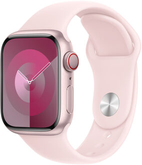 Apple Sport Band voor de Apple Watch Series 1 t/m 9 / SE (38/40/41 mm) | Series 10 / 11 (42 mm) - Maat S/M - Light Pink Roze - 41 mm