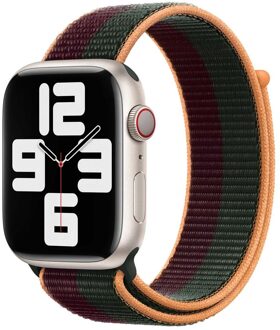 Apple Sport Loop band voor de Apple Watch Series 1 t/m 11 / SE / Ultra (44/45/46/49 mm) - Dark Cherry/Forest Green Meerkleurig - 49 mm