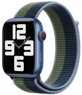 Apple Sport Loop Band voor de Apple Watch Series 1 t/m 9 / SE (38/40/41 mm) | Series 10 (42 mm) - Abyss Blue/Moss Green Meerkleurig - 41 mm