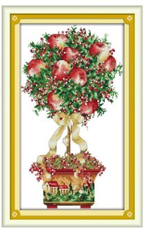 Apple telpatroon aida 14ct 11ct count gedrukt canvas steken borduurwerk DIY handgemaakte handwerken 14ct print canvas