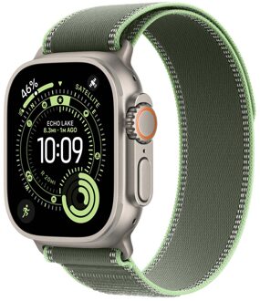 Apple Trail Loop Band voor de Apple Watch Series 1 t/m 11 / SE / Ultra (44/45/46/49 mm) - Maat S/M - Neon / Green Black Titanium Groen - 49 mm
