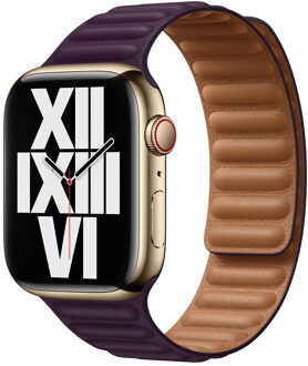 Apple Watch 38/40/41 mm Leather Link Horlogeband Donkere kers - Medium/Large
