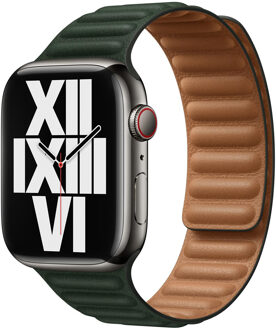 Apple Watch 38/40/41 mm Leather Link Horlogeband Sequoia-groen - Small/Medium