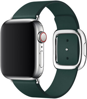 Apple Watch 38/40 mm Modern Leren Horlogeband Bosgroen - Large