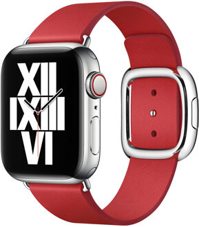 Apple Watch 38/40 mm Modern Leren Horlogeband Scharlakenrood - Medium