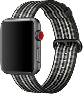 Apple Watch 38mm Nylon Woven Gestreept Zwart