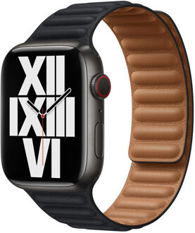 Apple Watch 42/44/45 mm Leather Link Horlogeband Middernacht - Medium/Large