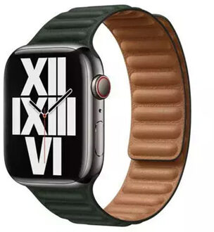 Apple Watch 42/44/45 mm Leather Link Horlogeband Sequoia-groen - Medium/Large