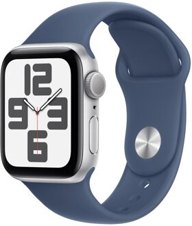 Apple Watch SE GPS 40mm Aluminium Case met Denim Sport Band - S/M Smartwatch Zilver