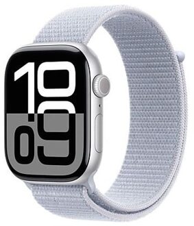 Apple Watch Series 10 GPS 42mm Aluminium Case met Blue Cloud Sport Loop Smartwatch Zilver