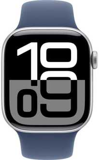 Apple Watch Series 10 GPS 42mm Aluminium Case met Denim Sport Band - M/L Smartwatch Zilver