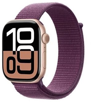 Apple Watch Series 10 GPS 42mm Aluminium Case met Plum Sport Loop Smartwatch Roze