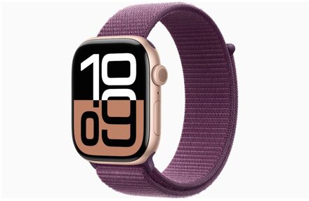 Apple Watch Series 10 GPS 46mm Aluminium Case met Plum Sport Loop Smartwatch Roze