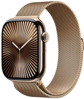 Apple Watch Series 10 GPS + Cellular 46mm Titanium Case met Milanese Loop - M/L Smartwatch Goud
