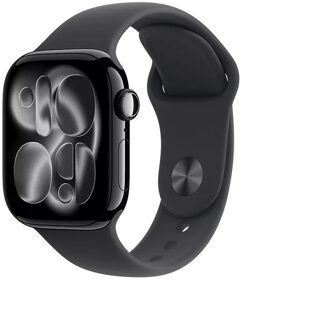 Apple Watch Series 11 GPS 42mm Jet Black Aluminium Case met Black Sport Band - M/L Smartwatch Zwart