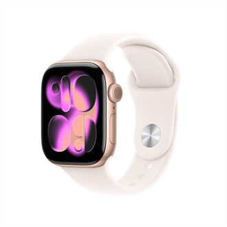 Apple Watch Series 11 GPS 42mm Rose Gold Aluminium Case met Light Blush Sport Band - M/L Smartwatch Roze
