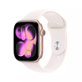 Apple Watch Series 11 GPS 46mm Rose Gold Aluminium Case met Light Blush Sport Band - S/M Smartwatch Roze