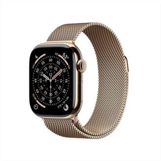 Apple Watch Series 11 GPS + Cellular 42mm Gold Titanium Case met Gold Milanese Loop Smartwatch Grijs