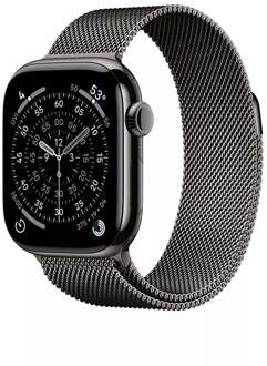 Apple Watch Series 11 GPS + Cellular 42mm Slate Titanium Case met Slate Milanese Loop Smartwatch Grijs