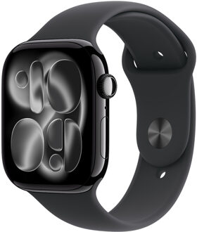 Apple Watch Series 11 GPS + Cellular 46mm Jet Black Aluminium Case met Black Sport Band - S/M Smartwatch Zwart