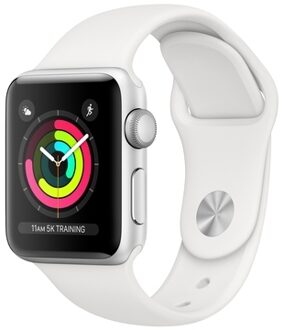 Apple Watch Series 3 GPS 38mm Aluminium Case with white Sport Band Smartwatch Zilver