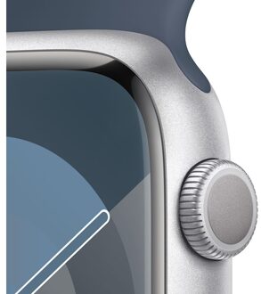 Apple Watch Series 9 45mm Zilver Aluminium Sportband M/L Smartwatch Blauw